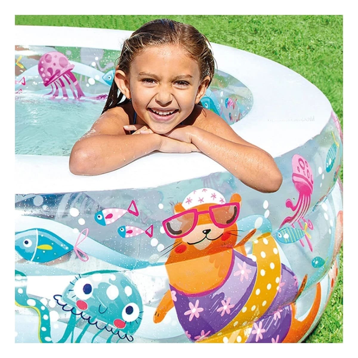 ALBERCA REDONDA INFANTIL AMIGOS DEL MAR 163 X 107 X 46 CM PARA DIVERSION - 1