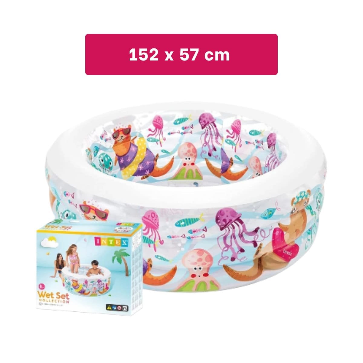 ALBERCA REDONDA INFANTIL AMIGOS DEL MAR 163 X 107 X 46 CM PARA DIVERSION - 4
