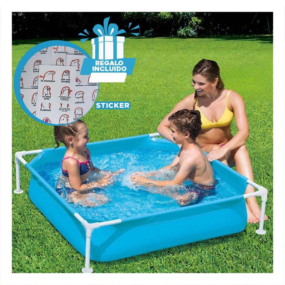 PILETA DESMONTABLE PARA NINOS 1,22 X 1,22 X 30 CM PARA PATIO DEL HOGAR Y+REGALO STICKER - 1