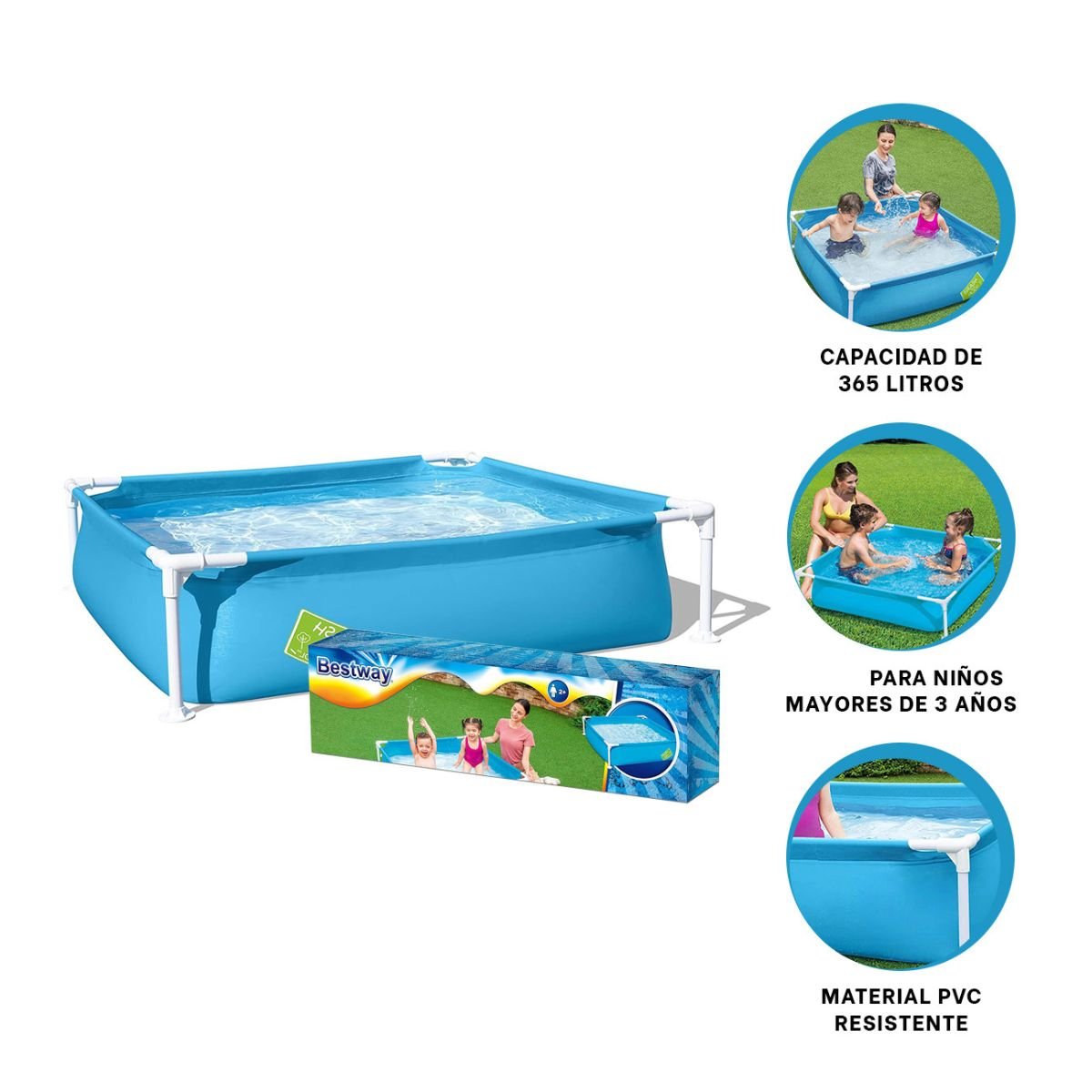 PILETA DESMONTABLE PARA NINOS 1,22 X 1,22 X 30 CM PARA JUEGOS DE VERANO - 3