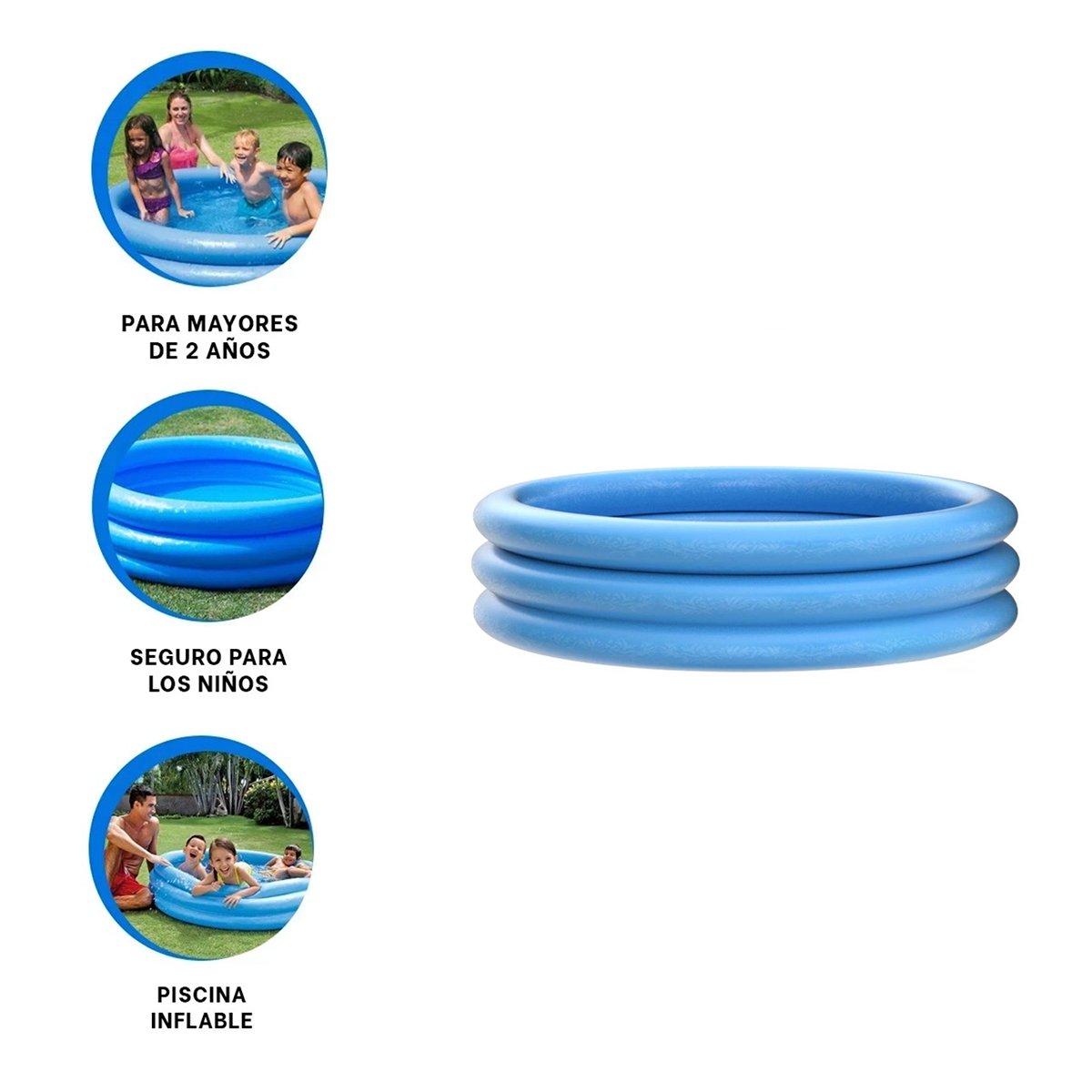 PILETA AZUL CRISTAL INFANTIL 114 X 25 CM PARA USO DIARIO EN ESPACIOS ABIERTOS - 3