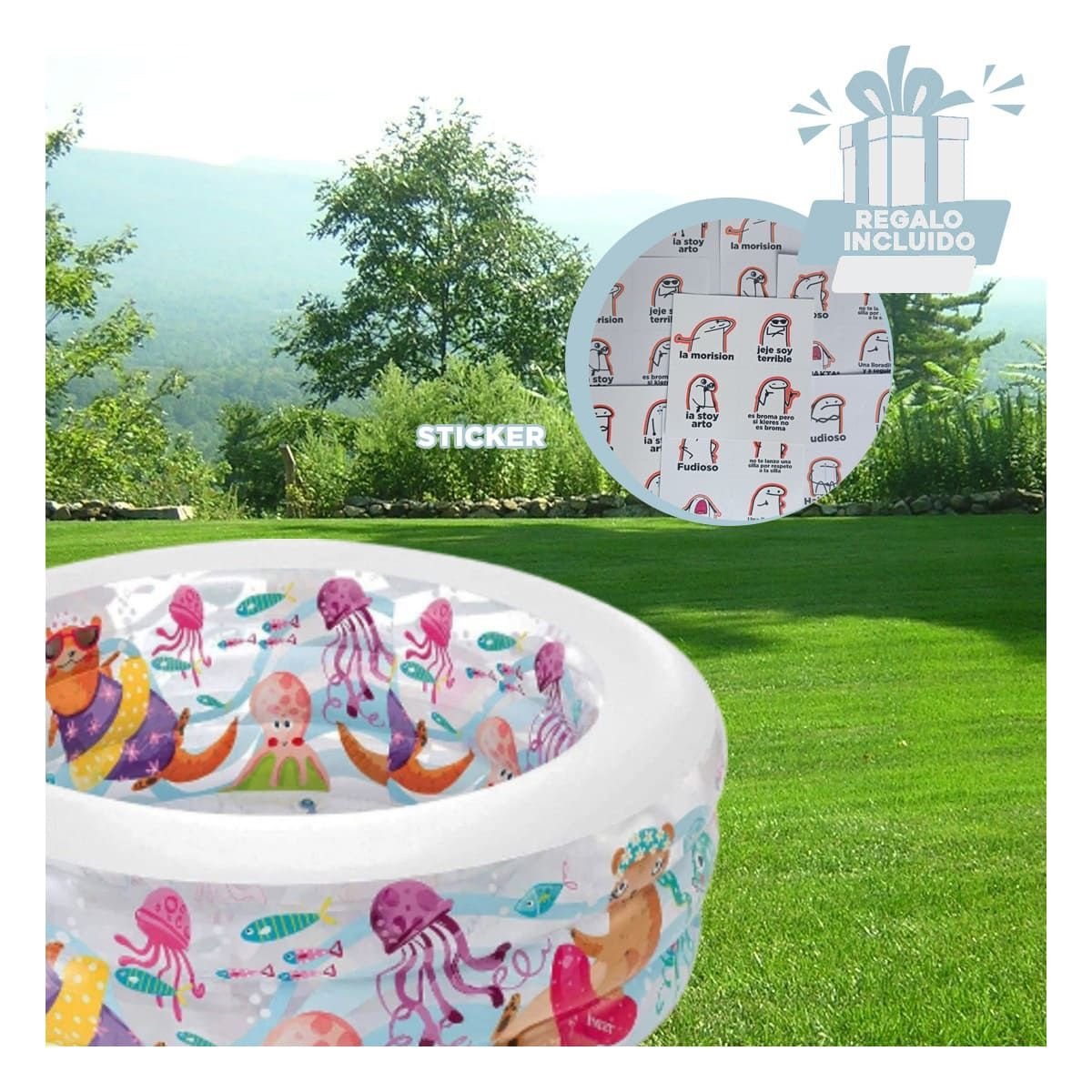 CENTRO ACUATICO FAMILIAR AMIGOS DEL MAR 163 X 107 X 46 CM PARA NINOS Y+REGALO STICKER - 1