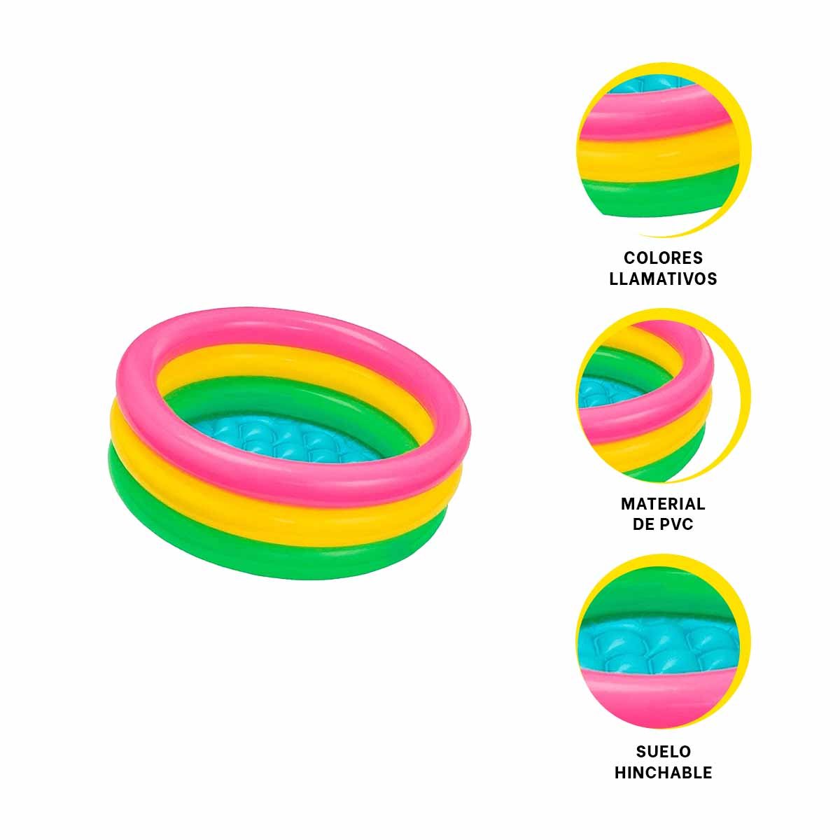 ALBERCA INFANTIL ARCOIRIS 61 X 22 CM PARA CENTRO DE AGUA EN PATIO Y JARDIN - 3