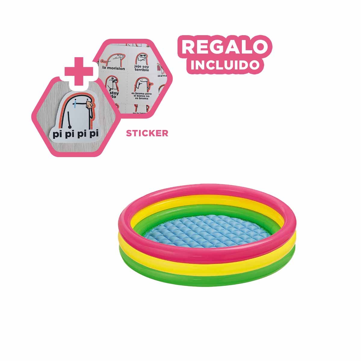TINA DE AGUA ARCOIRIS INFLABLE INFANTIL 114 X 25 CM PARA DIVERSION INFANTIL Y+REGALO STICKER - 1