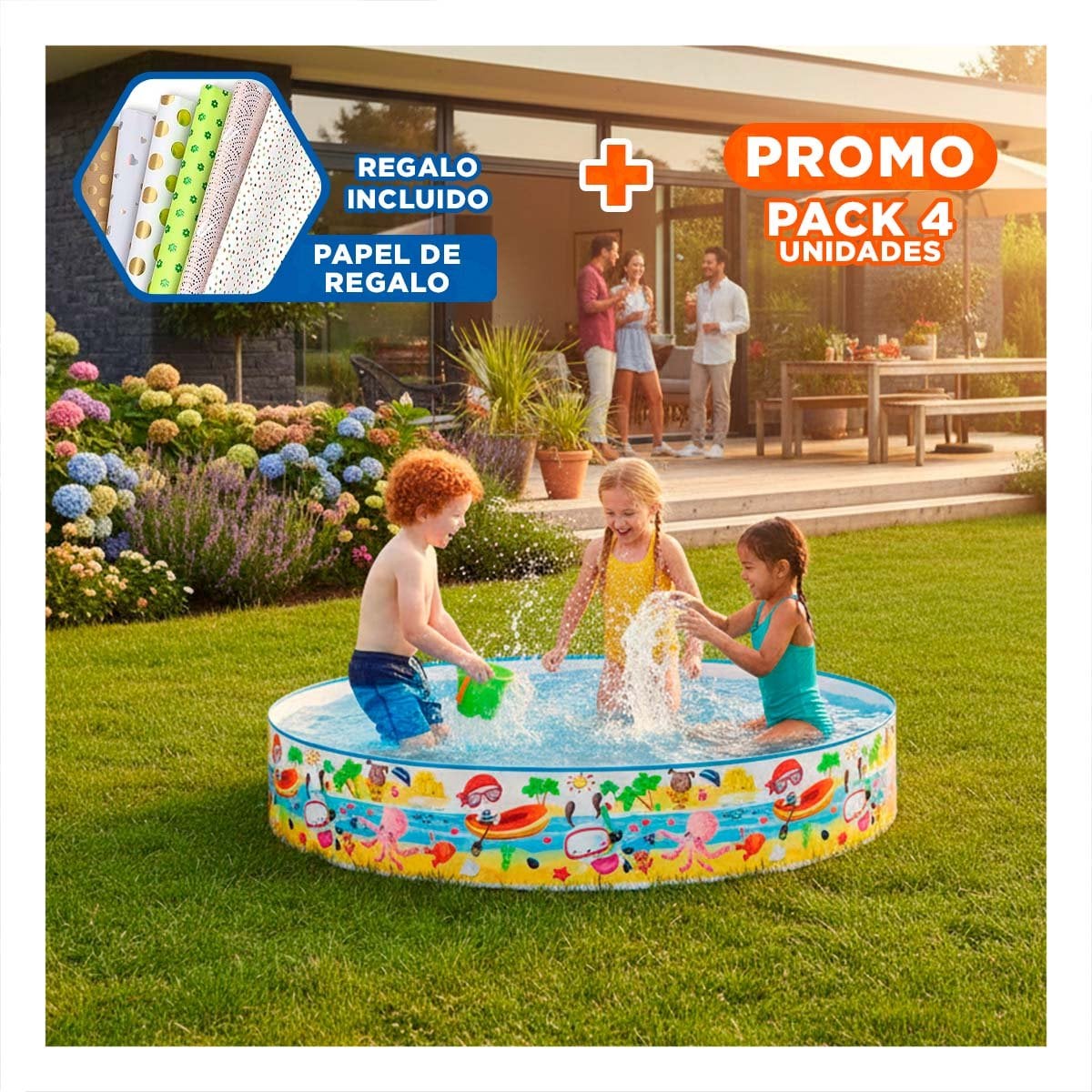 PISCINA RYBIU 56452NP 38 X 183 CM DE EXTERIOR CIRCULAR EN MULTICOLOR + PAPEL DE REGALO - 1
