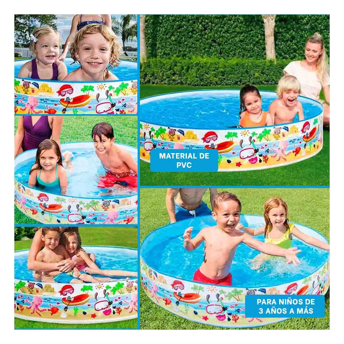 PISCINA INFLABLE OCEANO PARA JARDIN Y HOGAR CON ESPACIO DE RECREACION FAMILIAR - 5