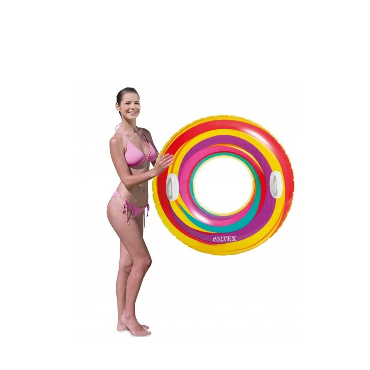 RUEDA INFLABLE ARCOIRIS MORADO DE 91 CM PARA PISCINA Y DESCANSO Y+REGALO STICKER - 3