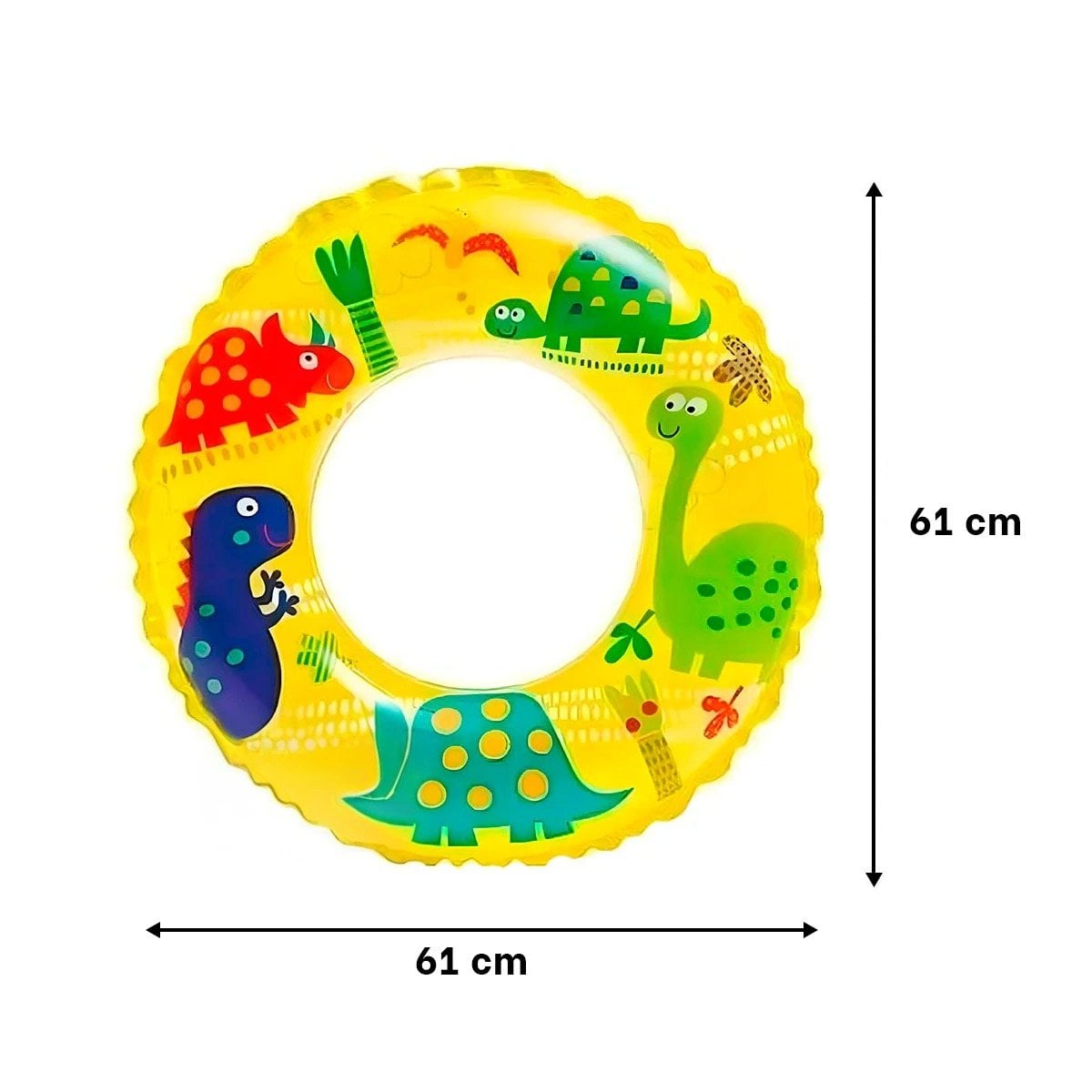 FLOTADOR ARO AMARILLO DE 61 CM CON DISENO DE DINOSAURIO PARA PISCINA Y VERANO - 4