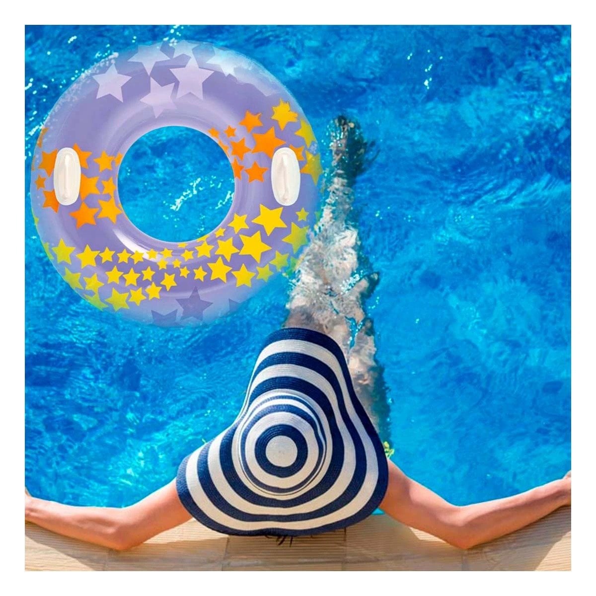 RUEDA INFLABLE MORADA CON ASA Y DIBUJOS DE ESTRELLA DE 91 CM PARA DIVERSION Y+REGALO STICKER - 2