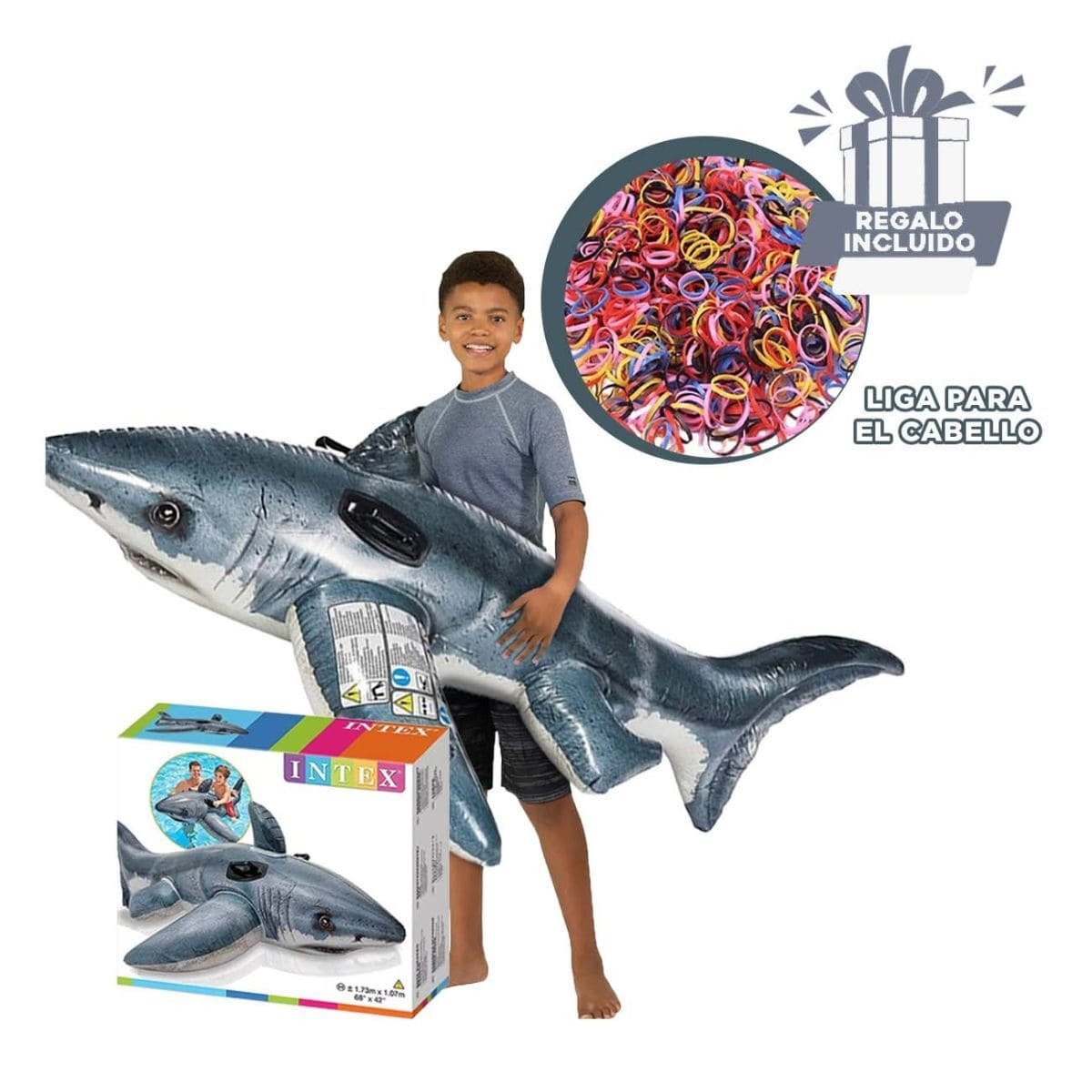INFLABLE INFANTIL TIBURON 173 X 107 CM PARA PISCINA - 5