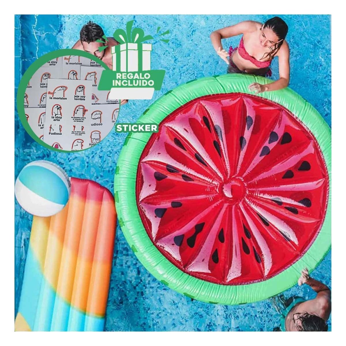 INFLABLE REDONDO SANDIA 183 X 23 CM COMODO PARA PISCINA Y+REGALO STICKER - 1