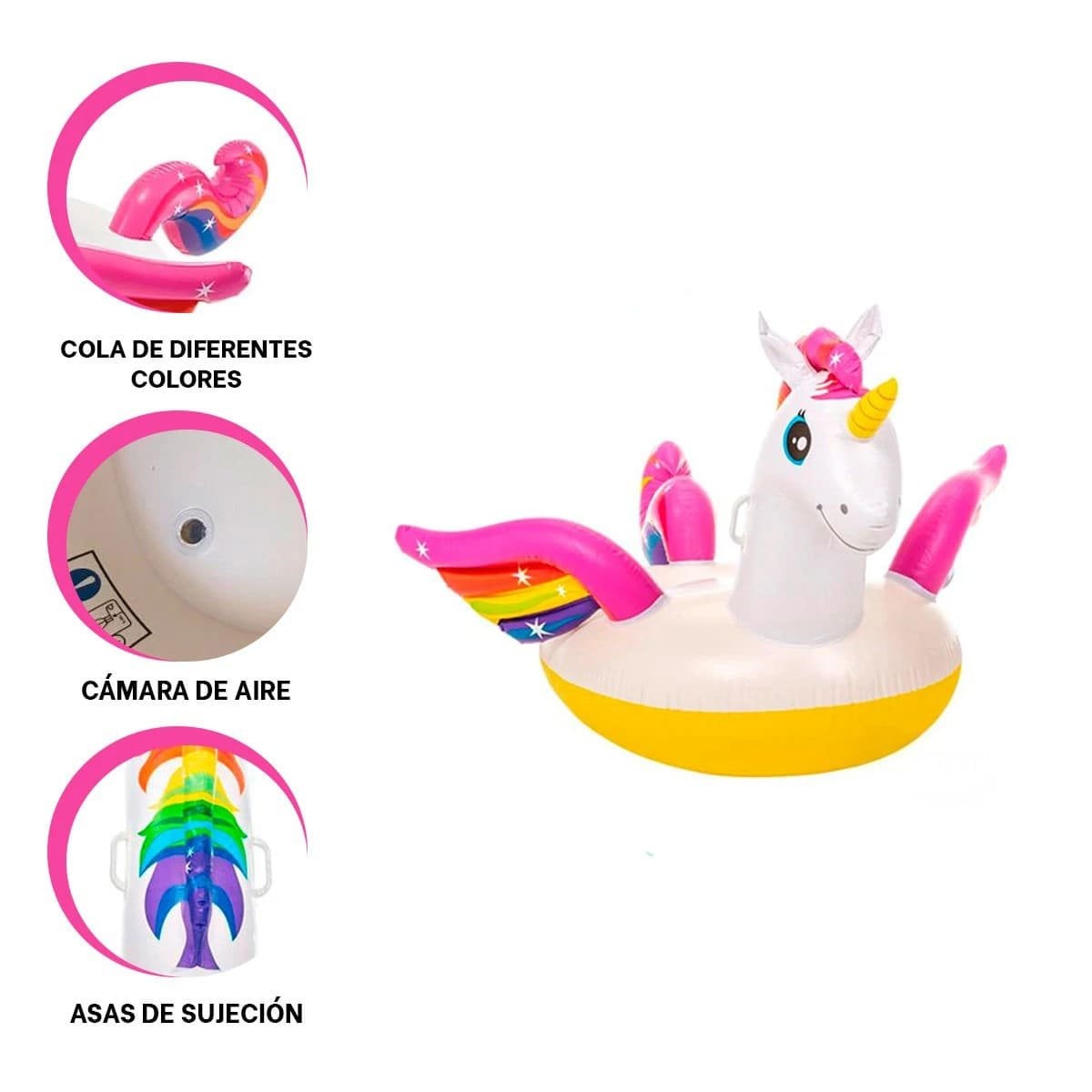 INFLABLE ACUATICO UNICORNIO 201 X 140 X 97 CM DIVERTIDO PARA JUEGOS - 3