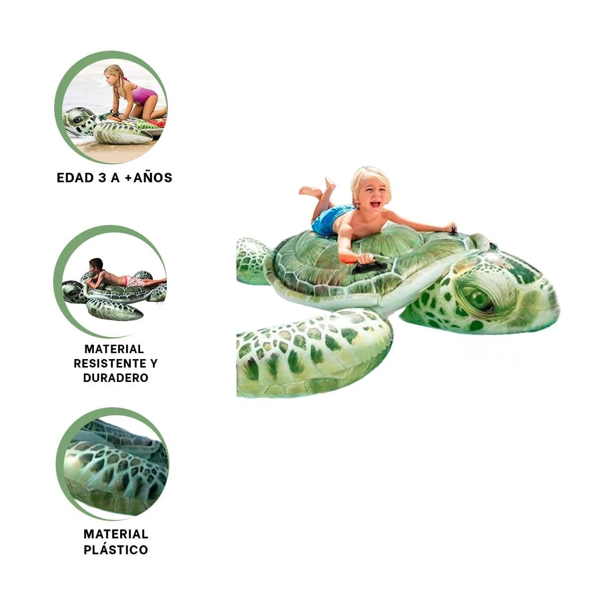 INFLABLE INFANTIL TORTUGA 150 X 127 CM PARA PISCINA Y PLAYA - 3