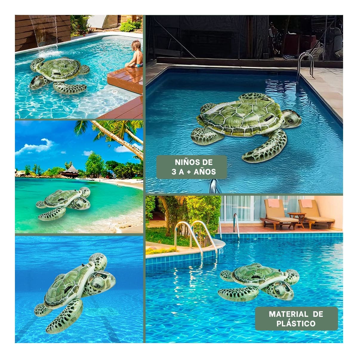 INFLABLE INFANTIL TORTUGA 150 X 127 CM PARA PISCINA Y PLAYA - 5