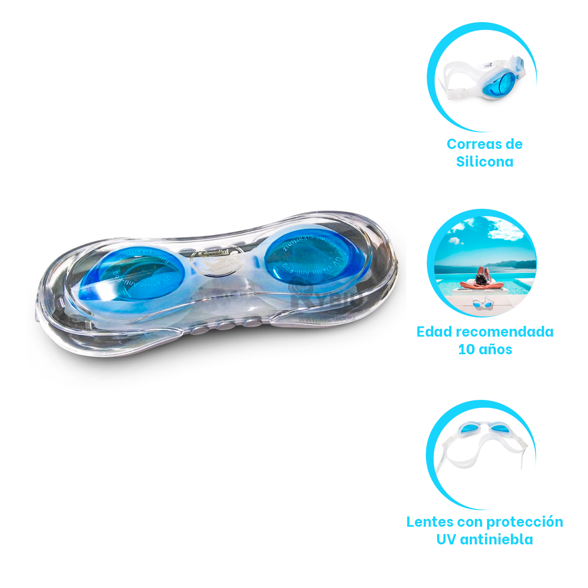LENTES RYBIU MG-FD590 CELESTE ALTA CALIDAD ESTUCHE + REGALO AGENDITA - 3