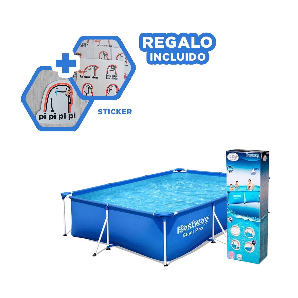 ALBERCA RECTANGULAR RESISTENTE 300X201X66 CM PARA HOGAR Y+REGALO STICKER - 1