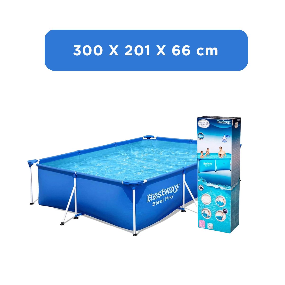 ALBERCA RECTANGULAR RESISTENTE 300X201X66 CM PARA HOGAR Y+REGALO STICKER - 4