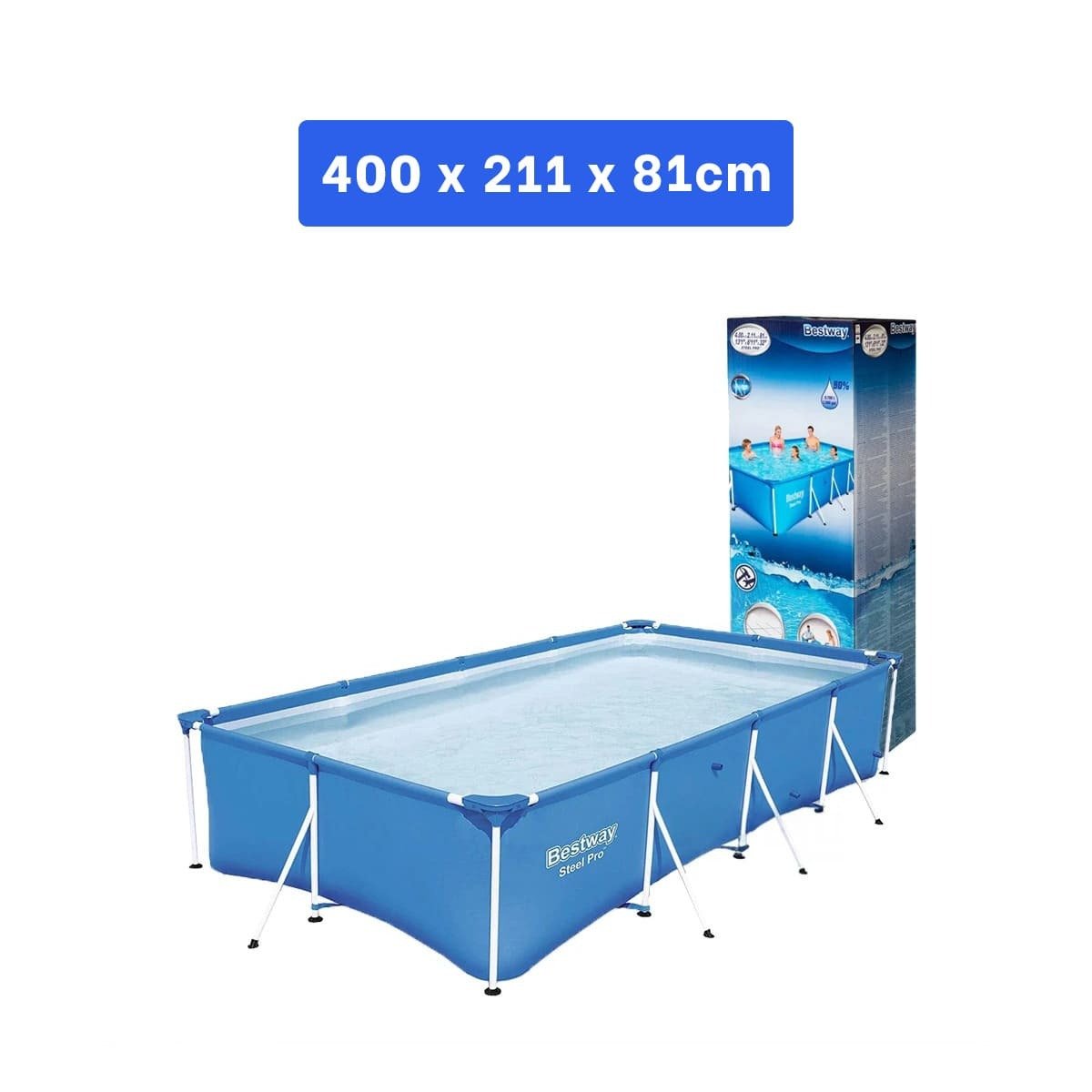 ALBERCA RECTANGULAR RESISTENTE 400X211X81CM PARA HOGAR Y+REGALO STICKER - 4