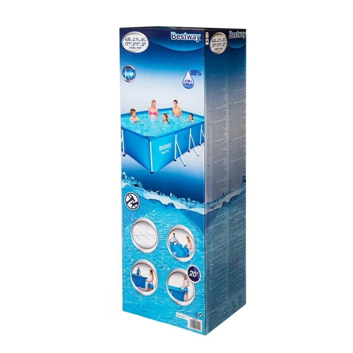 ALBERCA RECTANGULAR AMPLIA 400X211X81CM PARA CASA EXTERIOR Y+PAPEL REGALO - 1
