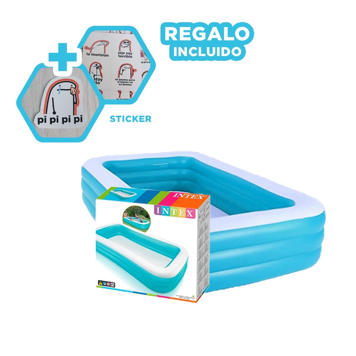 ALBERCA RECTANGULAR RESISTENTE 305X183X56CM PARA HOGAR PLUS MAX Y+REGALO STICKER - 1