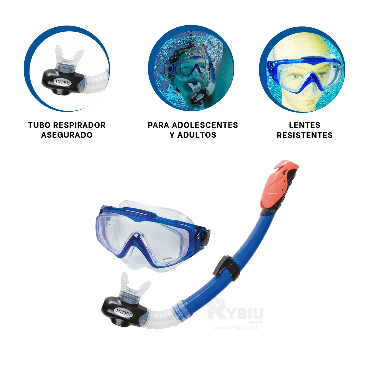 SET NATACIÓN RYBIU 55962 COMODO 2 PIEZAS ALBERCAS AZUL + REGALO AGENDITA - 1