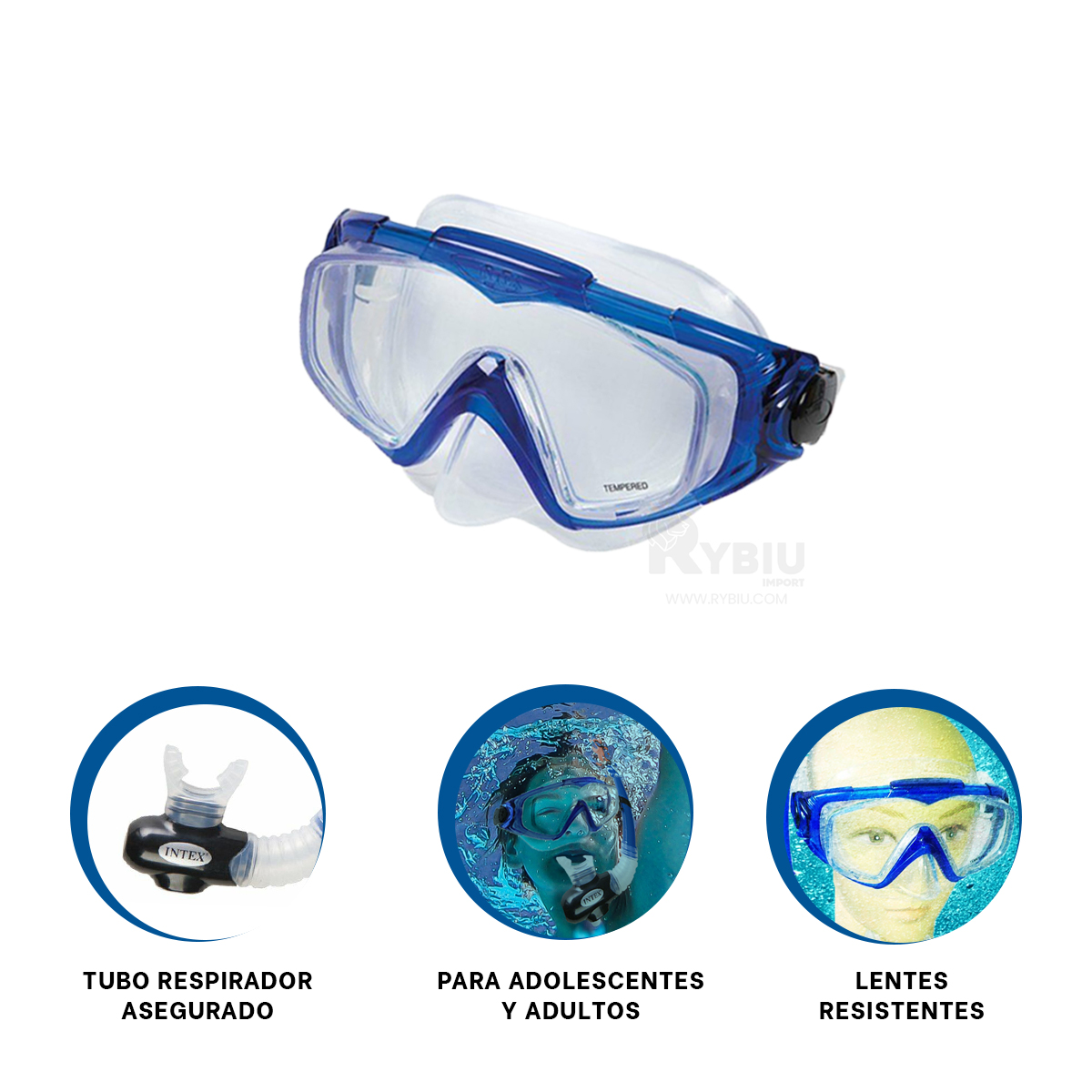 SET NATACIÓN RYBIU 55962 COMODO 2 PIEZAS ALBERCAS AZUL + REGALO AGENDITA - 2