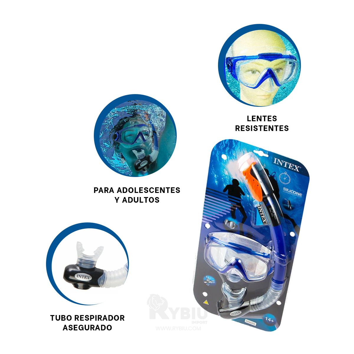 SET NATACIÓN RYBIU 55962 COMODO 2 PIEZAS ALBERCAS AZUL + REGALO AGENDITA - 3