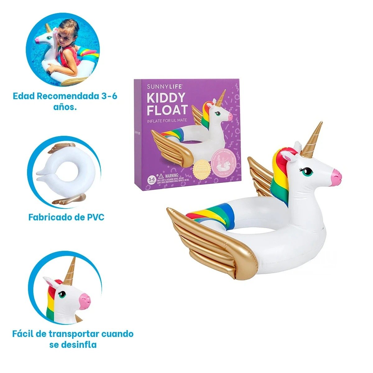UNICORNIO BLANCO CON ALAS DORADAS DECORACION FESTIVA PARA HOGAR - 3