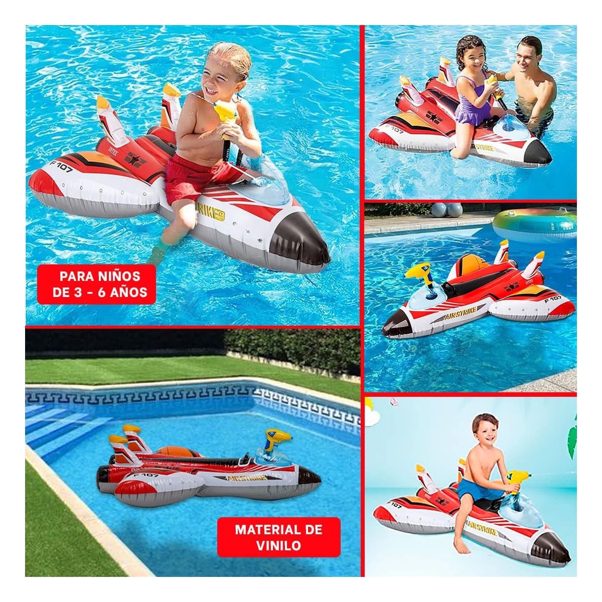 FLOTADOR INFANTIL AVION 57536NP FACIL DE INFLAR Y RESISTENTE PARA PISCINA - 5