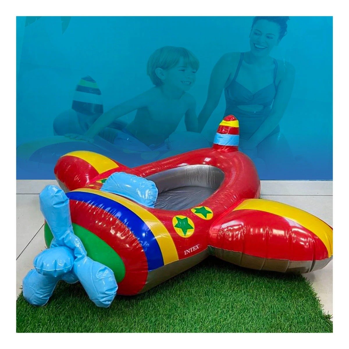 BOTE INFANTIL 3D AVION 59380NP SEGURO Y COMODO PARA JUEGOS ACUATICOS Y+PAPEL REGALO - 2