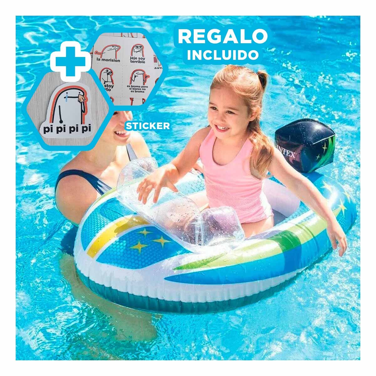 FLOTANTE INFANTIL 3D CARRO 59380NP DURABLE Y FACIL DE USAR EN PISCINA Y+REGALO STICKER - 1