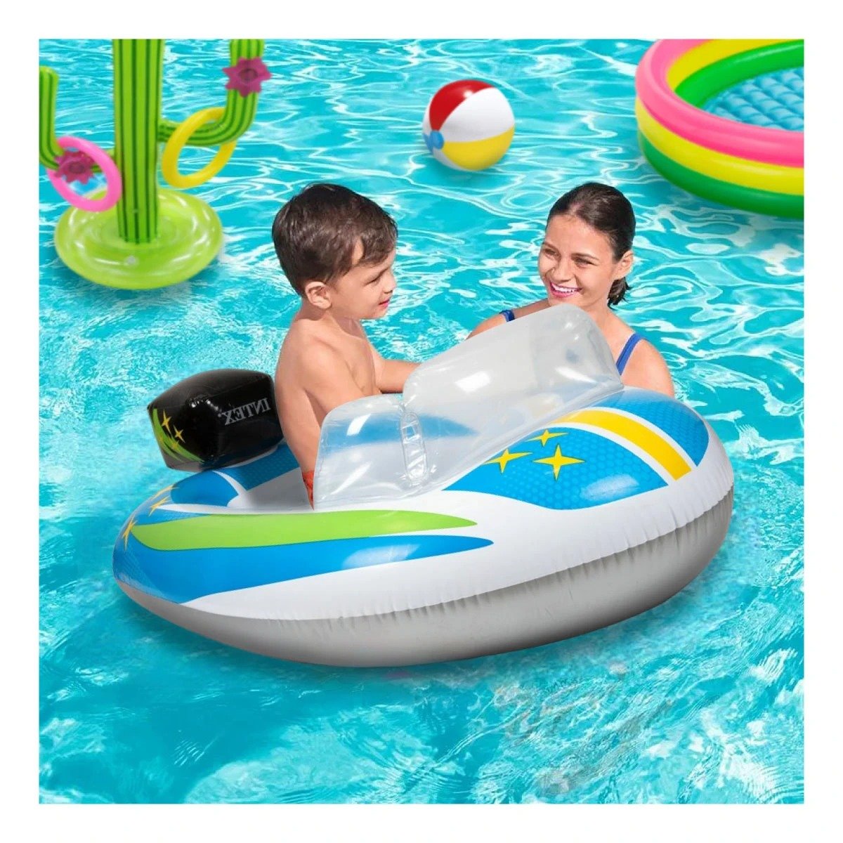 FLOTANTE INFANTIL 3D CARRO 59380NP DURABLE Y FACIL DE USAR EN PISCINA Y+REGALO STICKER - 5