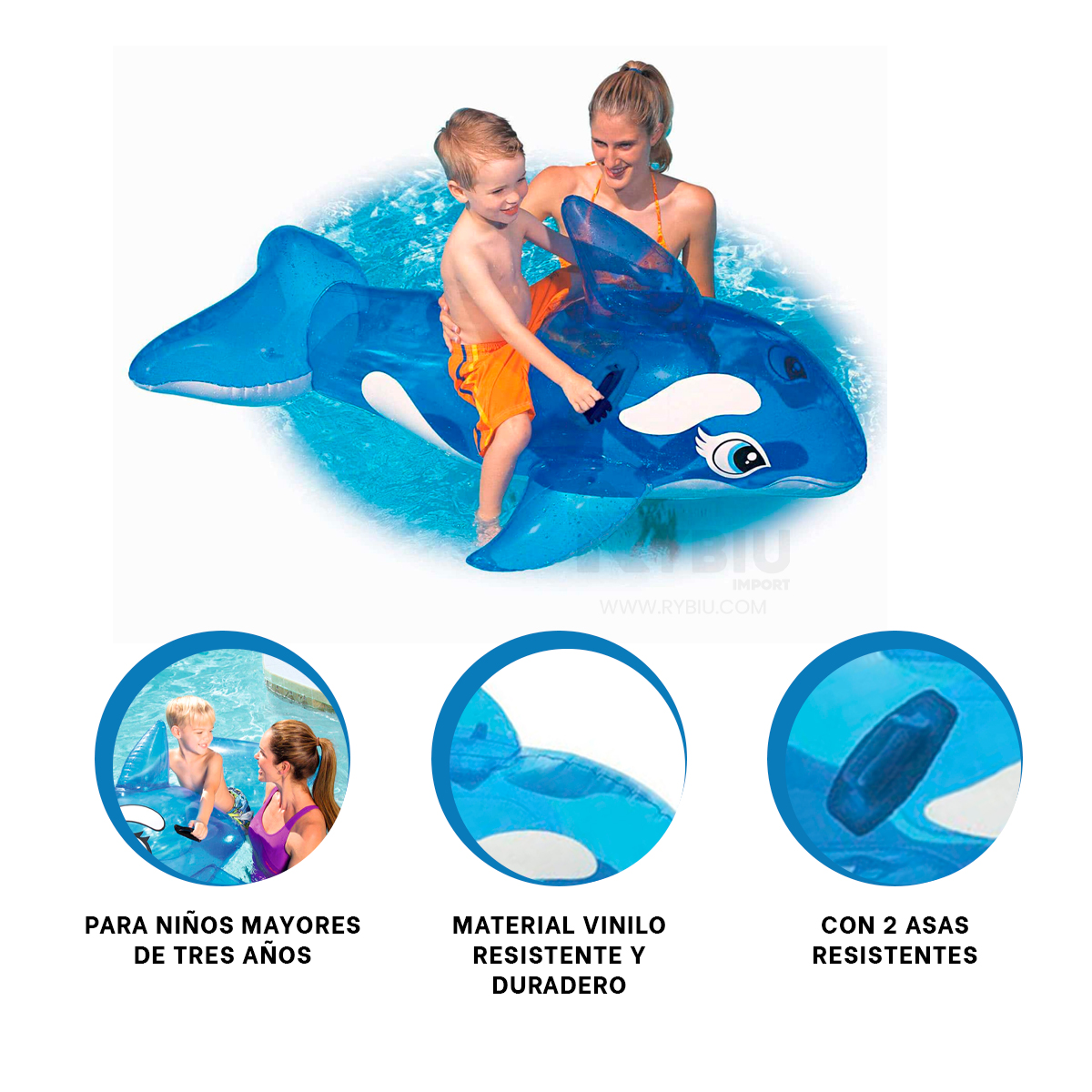 FLOTADOR CON DISEÑO DE BALLENA AZUL Y+REGALO AGENDITA - 3