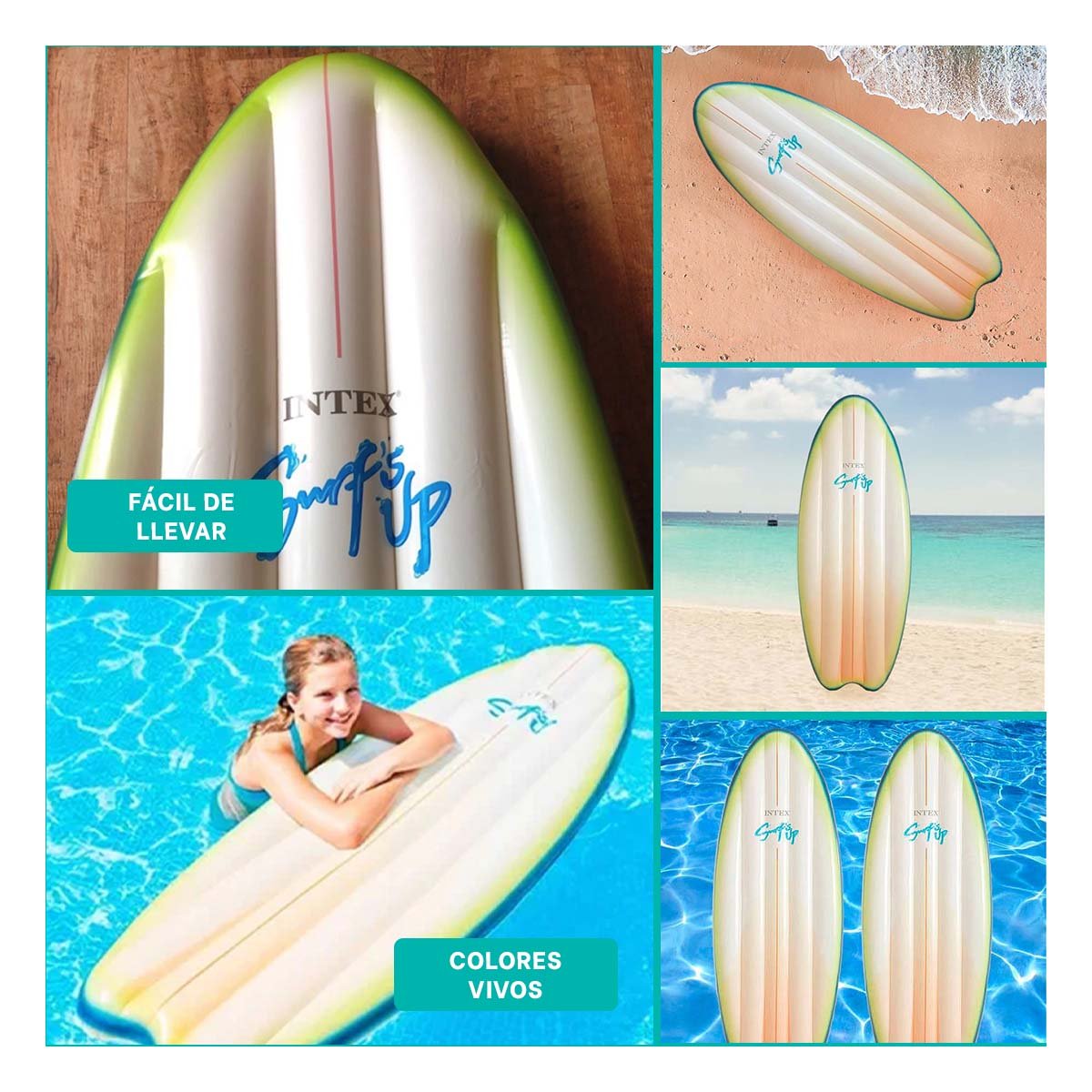 FLOTADOR PARA NADAR INFLABLE INTEX BLANCO VERDE PARA USO FAMILIAR - 5