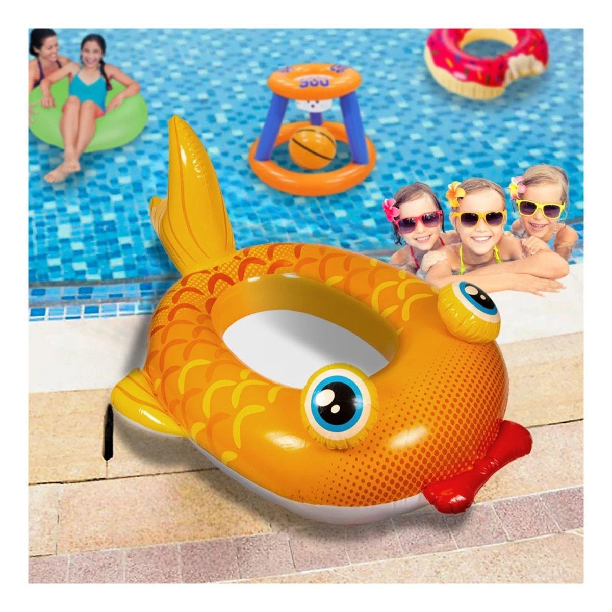 FLOTANTE INFANTIL 3D PEZ 59380NP DURABLE Y FACIL DE USAR EN PISCINA Y+REGALO STICKER - 2