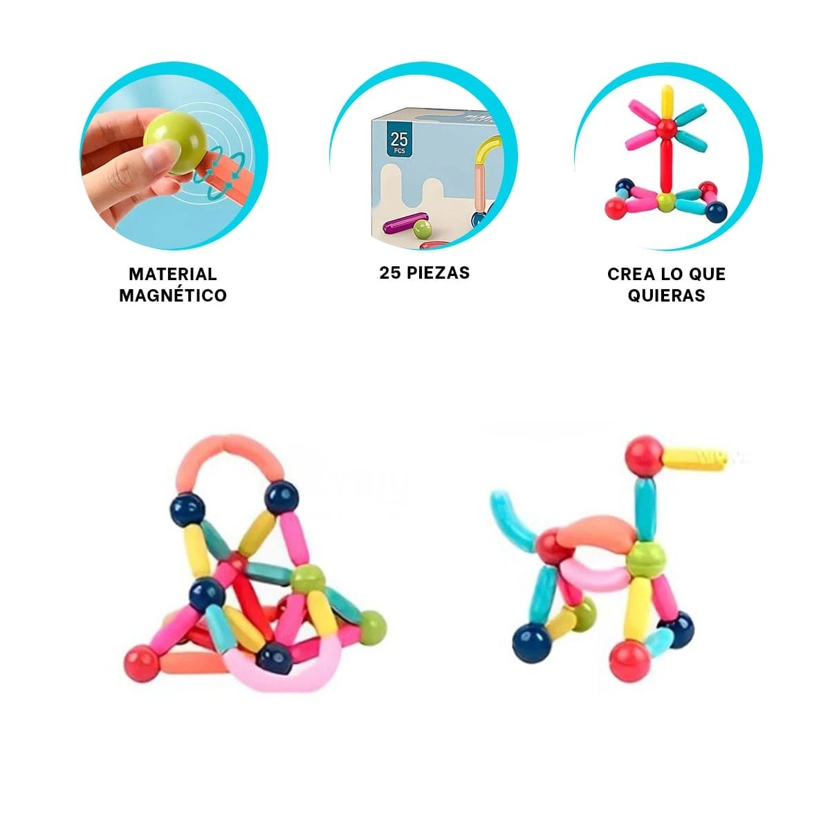JUEGO RYBIU MAGNETICO DE 25 PIEZAS PARA NIÑOS MULTICOLOR - 3