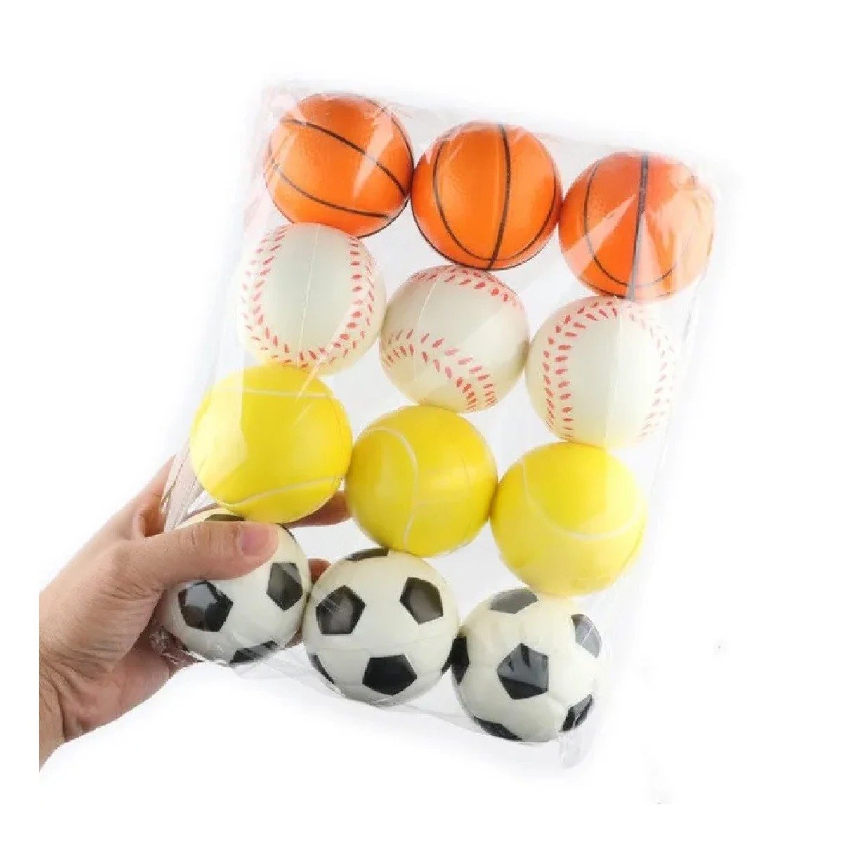 KIT DE JUEGO DE PELOTAS ANTIESTRES SET12 DEPORTIVO PARA OFICINA Y CASA Y+REGALO STICKER - 1