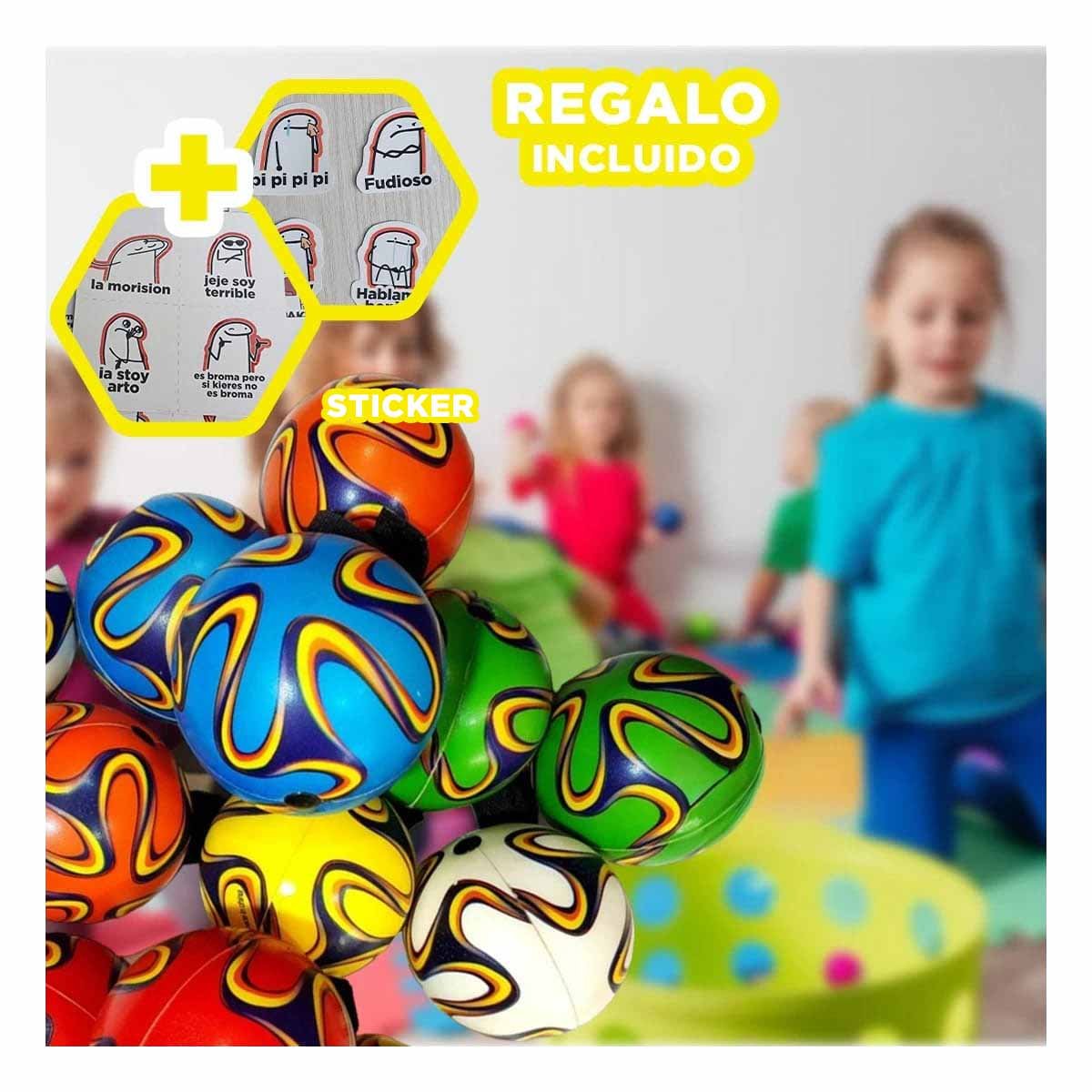 MODELO DE PELOTAS ANTIESTRES SET12 RAYAS CURVAS COLORES PARA RELAJACION Y+REGALO STICKER - 1