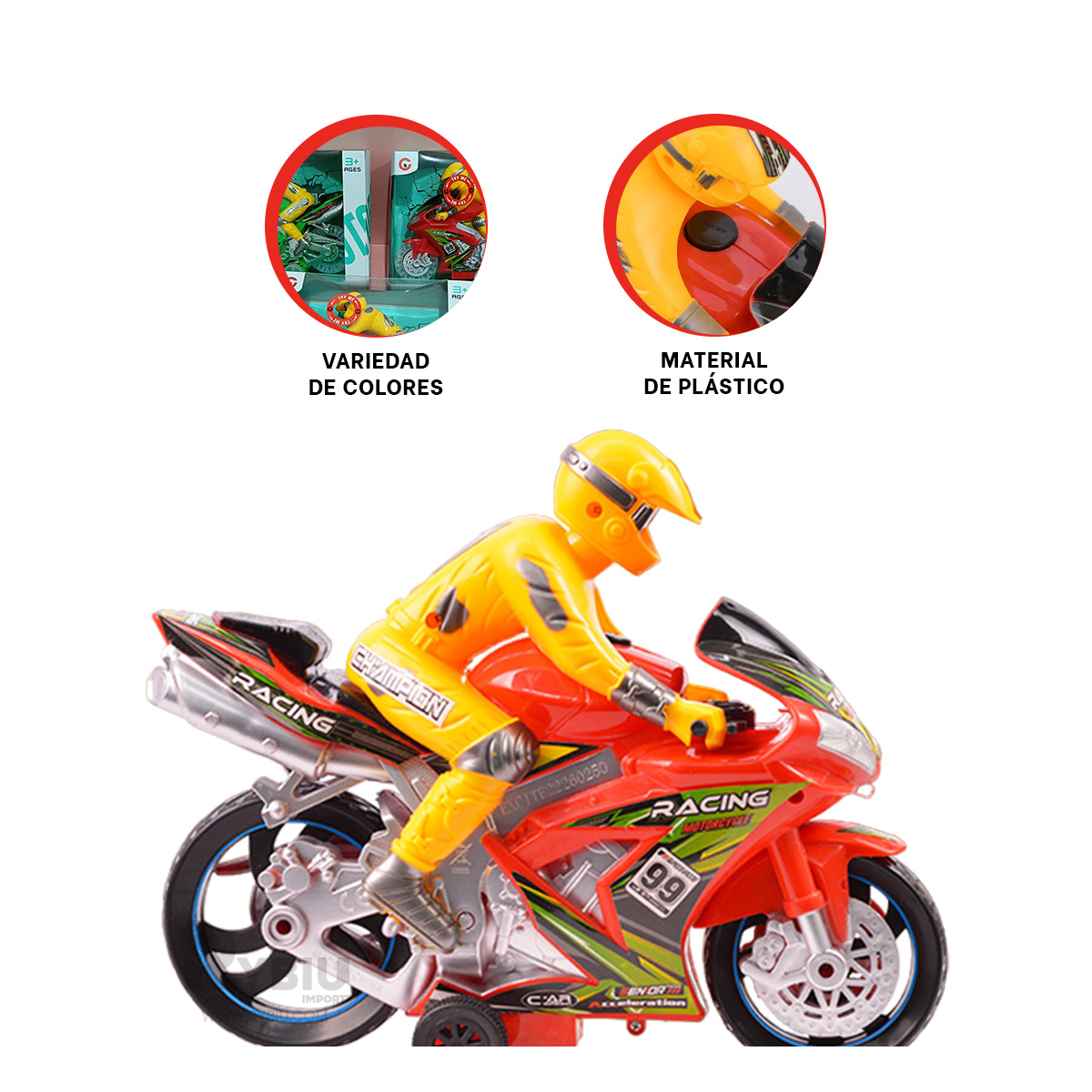 MOTO PORTATIL RESISTENTE DIVERTIDA EN ROJO Y+REGALO AGENDITA - 2