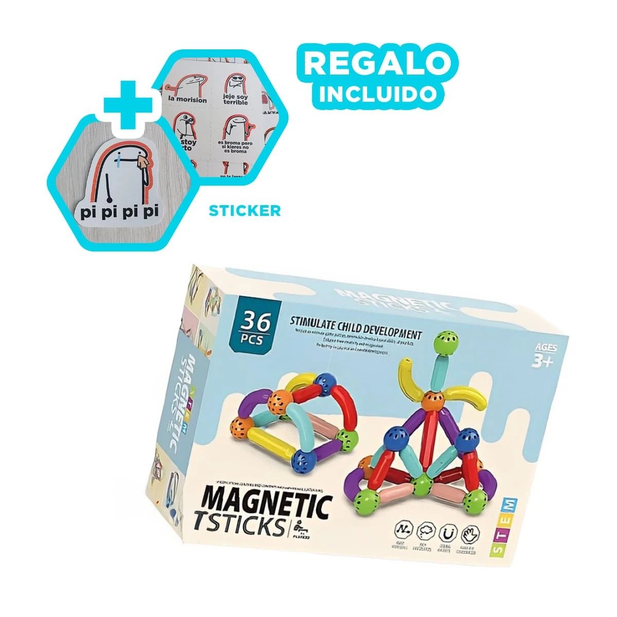 SET MAGNETICO EDUCATIVO CON PIEZAS CREATIVAS PARA APRENDER DE FORMA DIVERTIDA Y+REGALO STICKER - 1