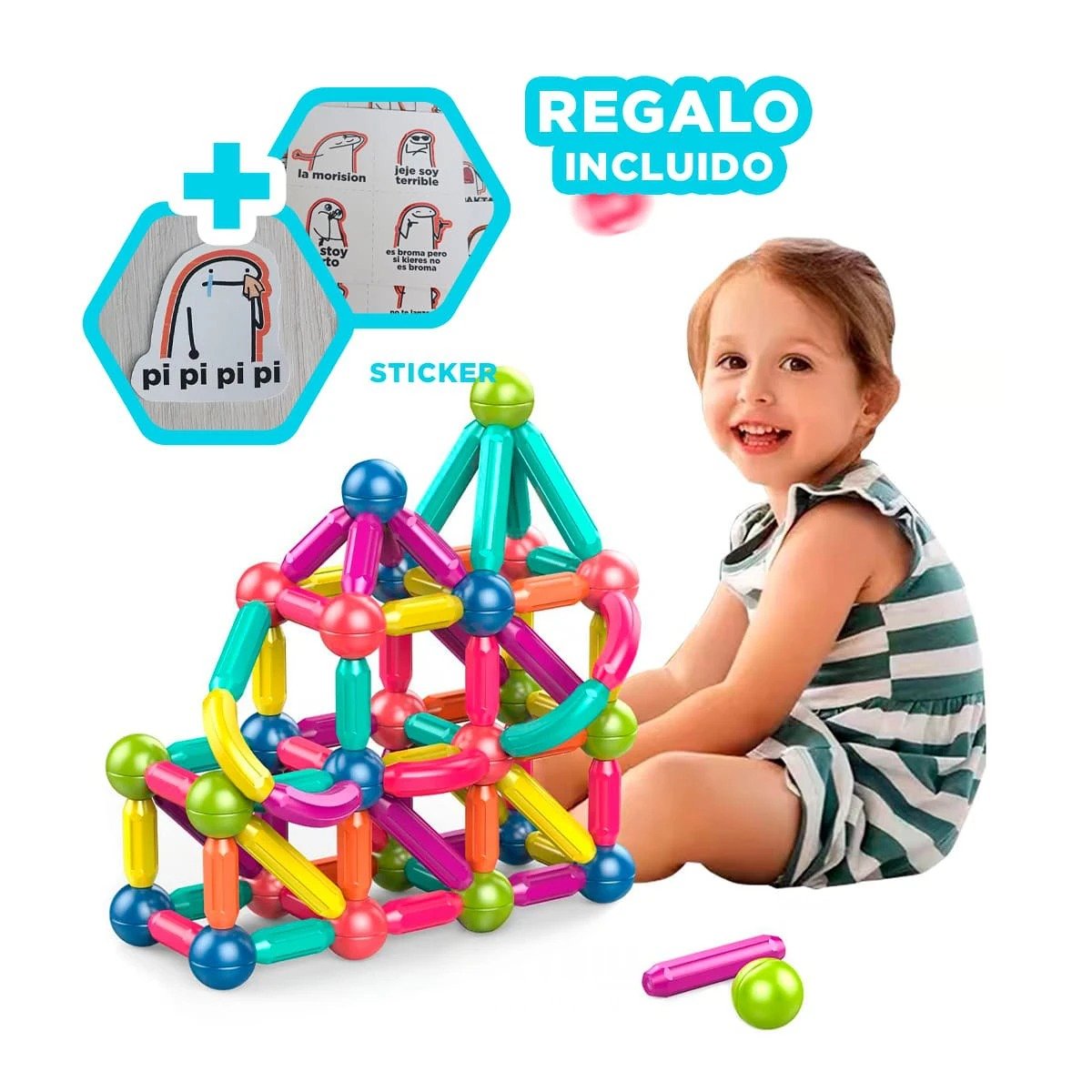 PRODUCTO MAGNETICO EDUCATIVO CON PIEZAS CREATIVAS PARA CONSTRUCCION Y+REGALO STICKER - 1