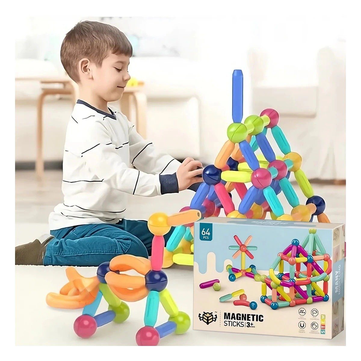 SOLUCION MAGNETICA PIEZAS PARA CREATIVIDAD EDUCATIVA Y DIVERSION EN CASA Y+REGALO STICKER - 2
