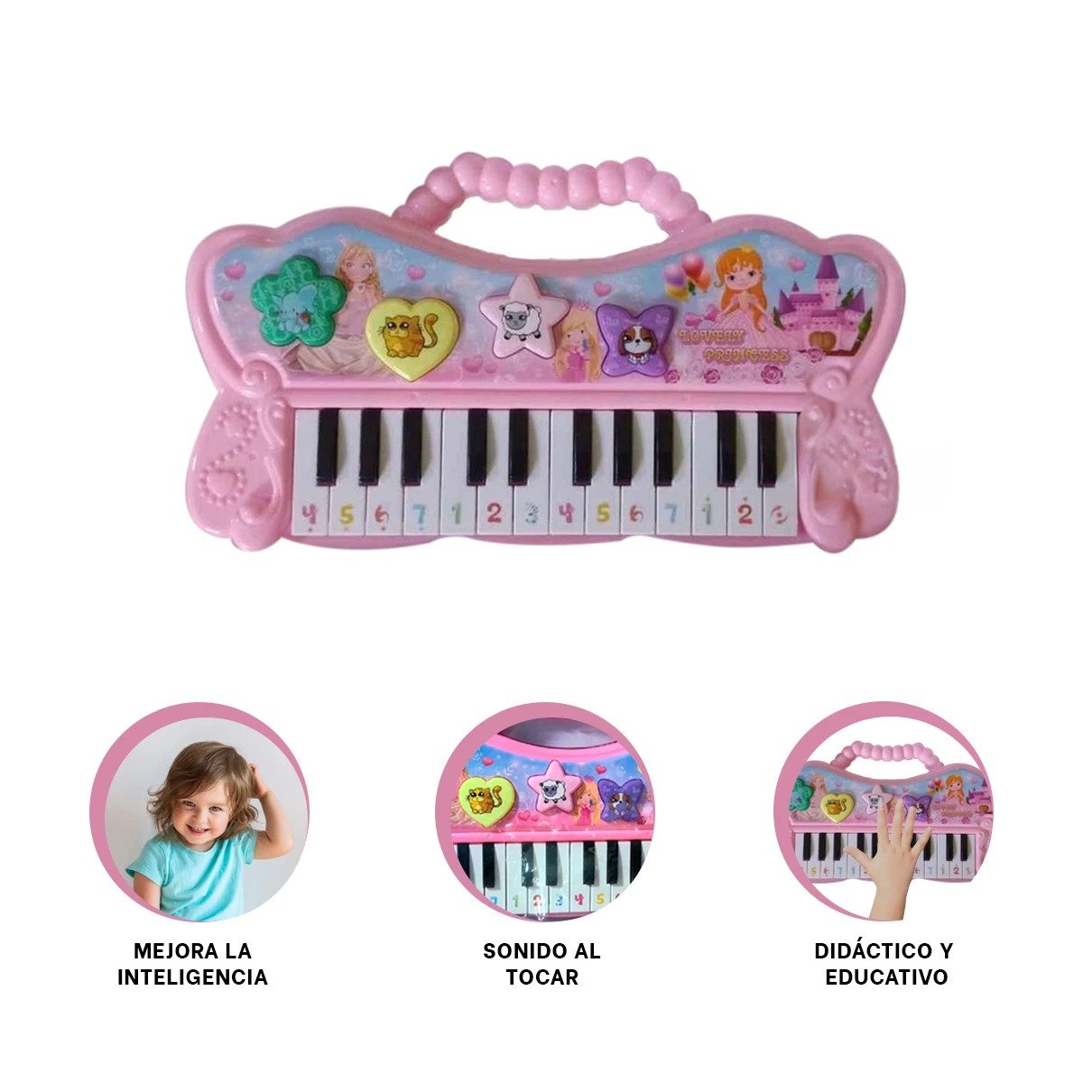 PIANO RYBIU MUSICAL ADECUADO PARA NIÑAS EN PRESENTACION ROSADO - 3