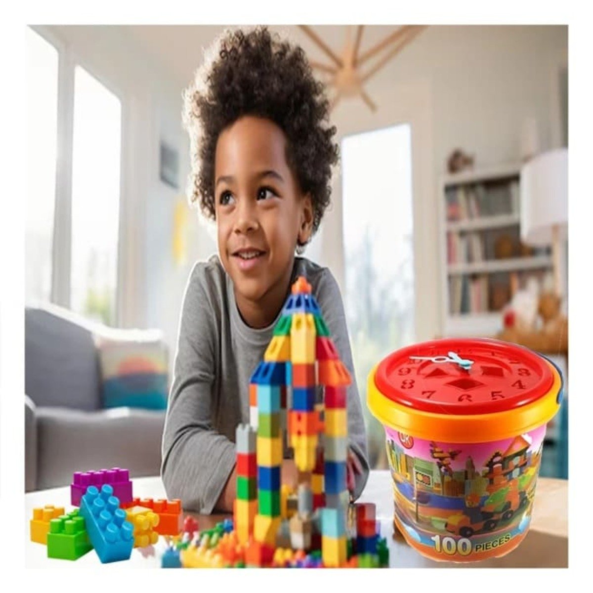 COMPONENTES DIDACTICOS MULTICOLOR PARA JUEGO CREATIVO HOGAR CON BALDE PRACTICO Y+REGALO STICKER - 5