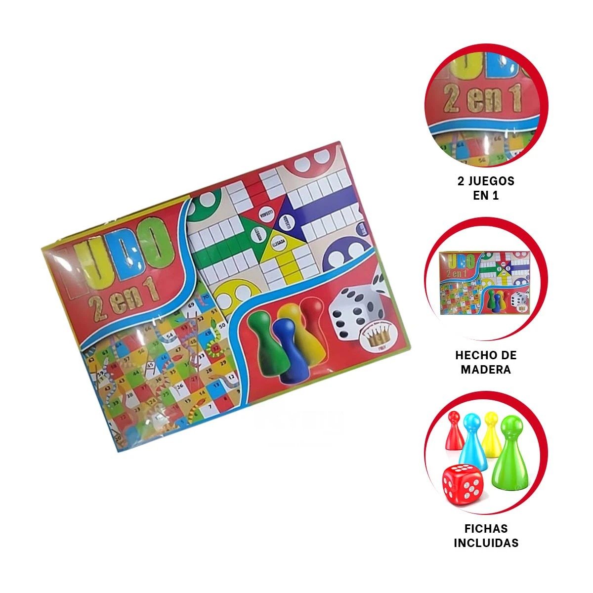 TABLERO DE MESA LUDO 2 EN 1 CLASICO PARA REUNIONES EN FAMILIA - 3