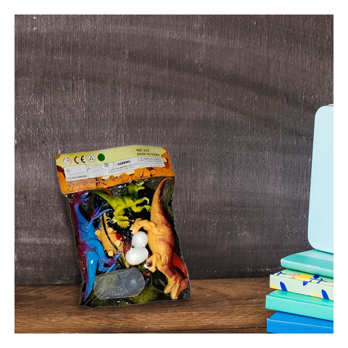 SET RYBIU DE 5 PIEZAS DE DINOSAURIOS MULTICOLOR + PAPEL DE REGALO - 5