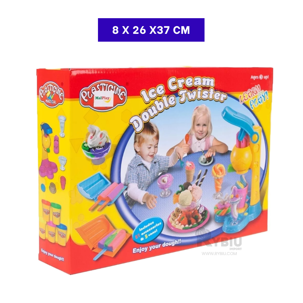 PLASTILINA RYBIU MAQUINA DE HELADOS AMARILLO + PAPEL DE REGALO - 5