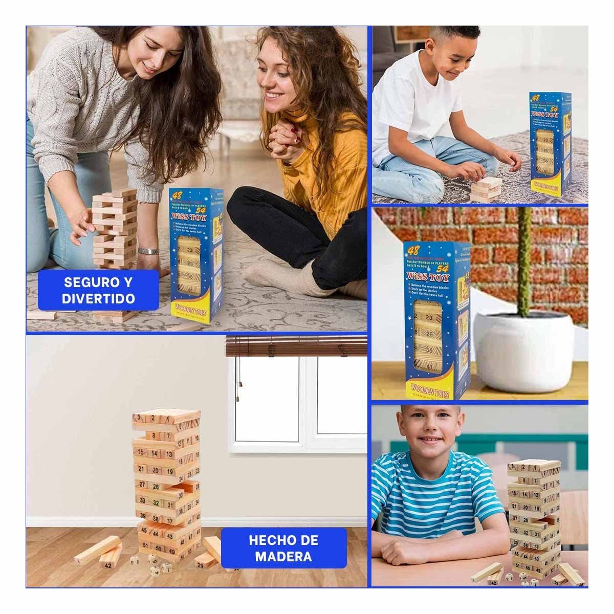 ALTERNATIVA DE PIEZAS DE MADERA CON NUMEROS PARA JUEGOS DE MESA Y HOGAR - 5