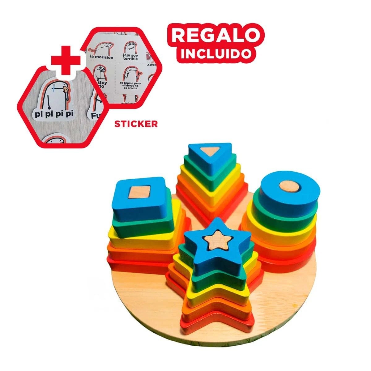 MATERIAL EDUCATIVO DE ENCAJE CIRCULAR CON FIGURAS ACTIVIDAD LOGICA YREGALO STICKER - 1