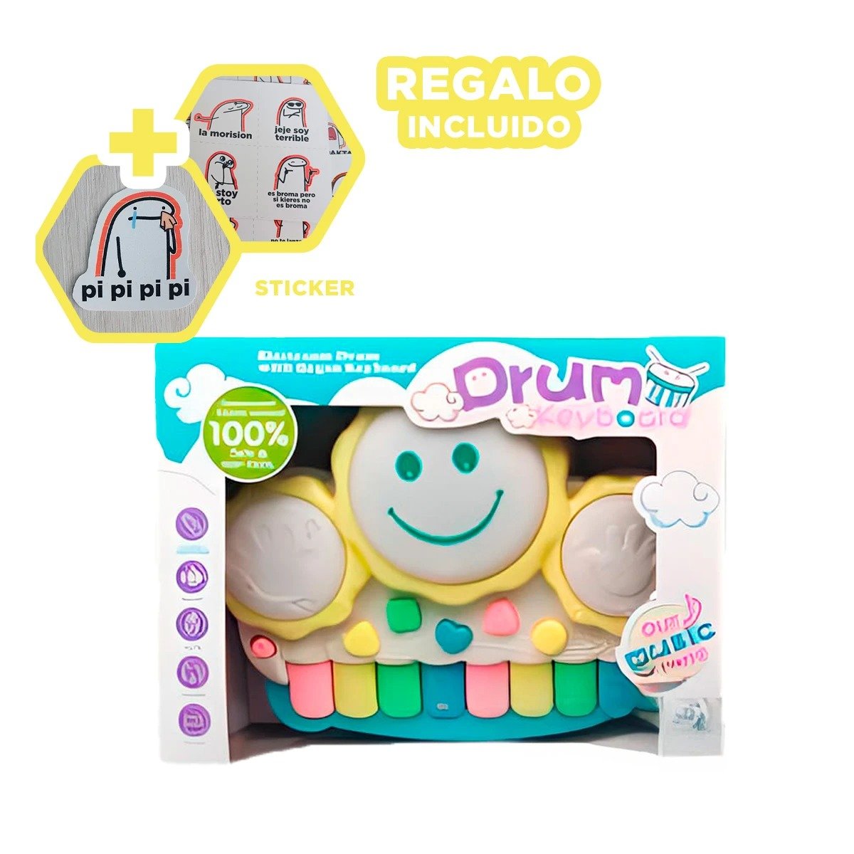 INSTRUMENTO INTERACTIVO MUSICAL DE SOL CON TECLAS AMARILLAS PARA HOGAR Y+REGALO STICKER - 1